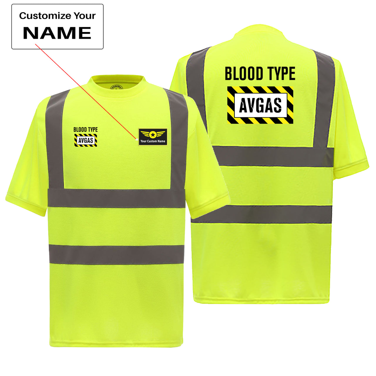 Blood Type AVGAS Designed Reflective T-Shirts