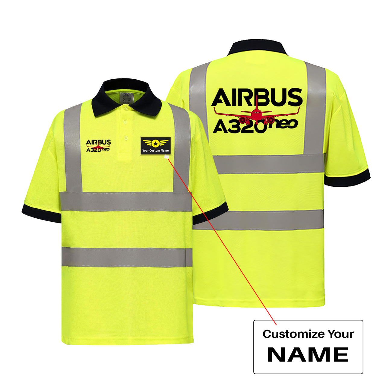 Amazing Airbus A320neo Designed Reflective Polo T-Shirts