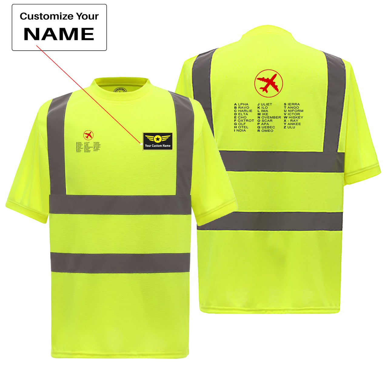 Aviation Alphabet 2 Designed Reflective T-Shirts