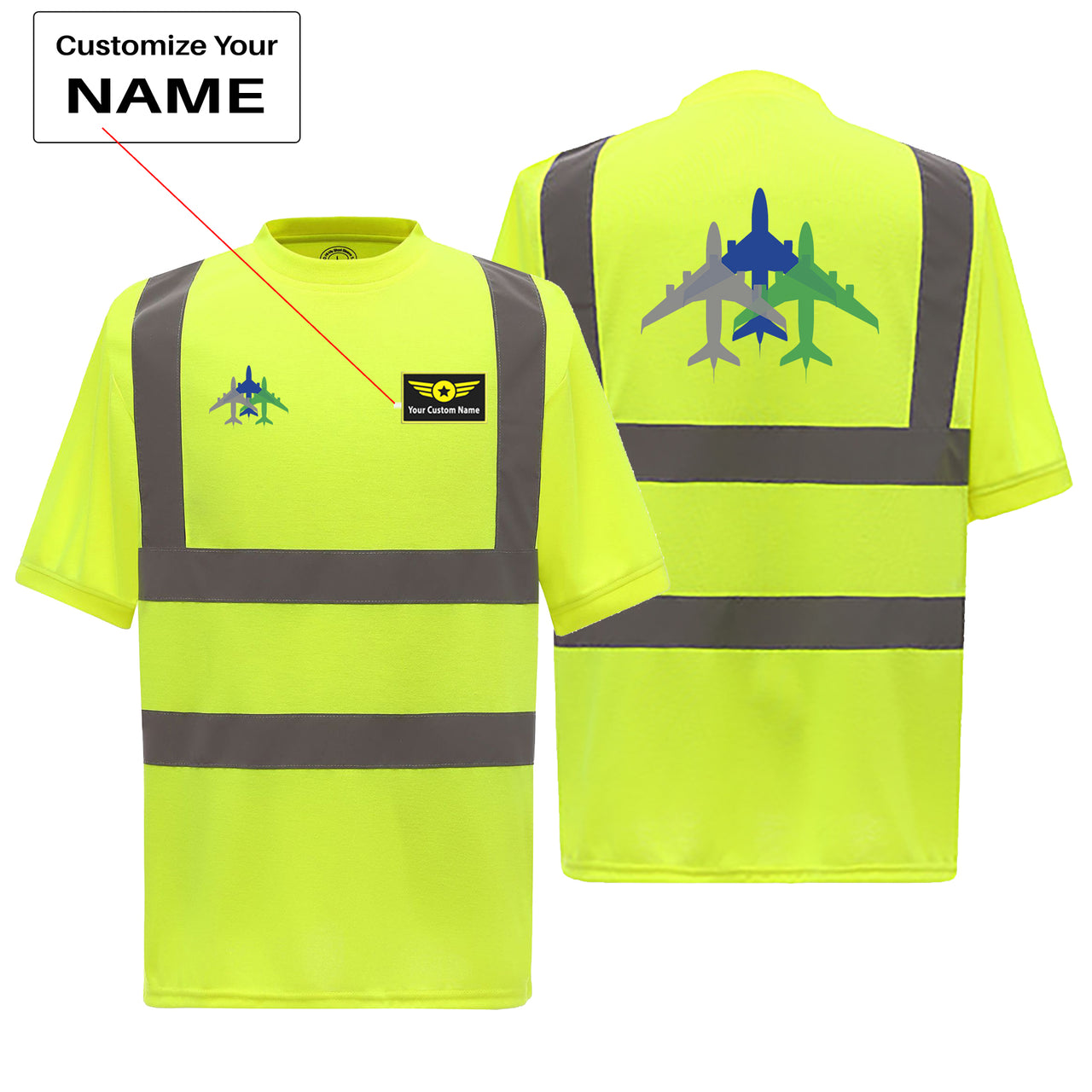 Colourful 3 Airplanes Designed Reflective T-Shirts