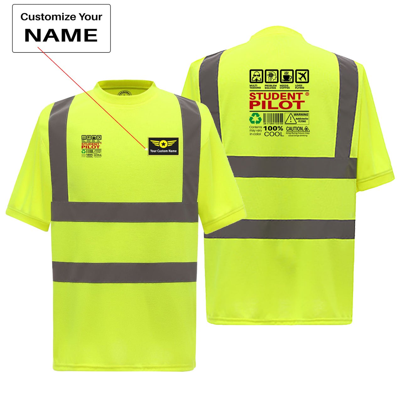 Student Pilot Label Designed Reflective T-Shirts