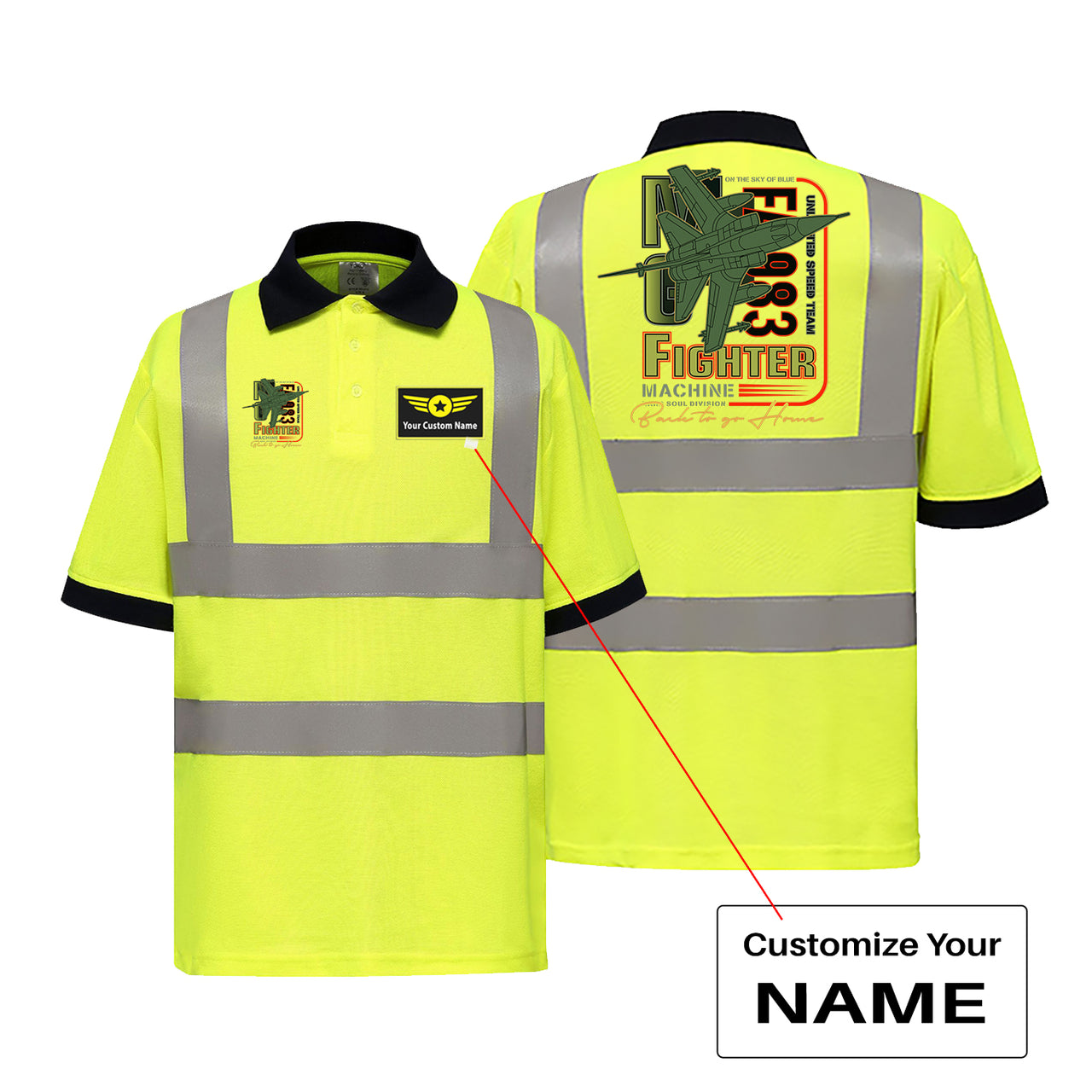 Fighter Machine Designed Reflective Polo T-Shirts