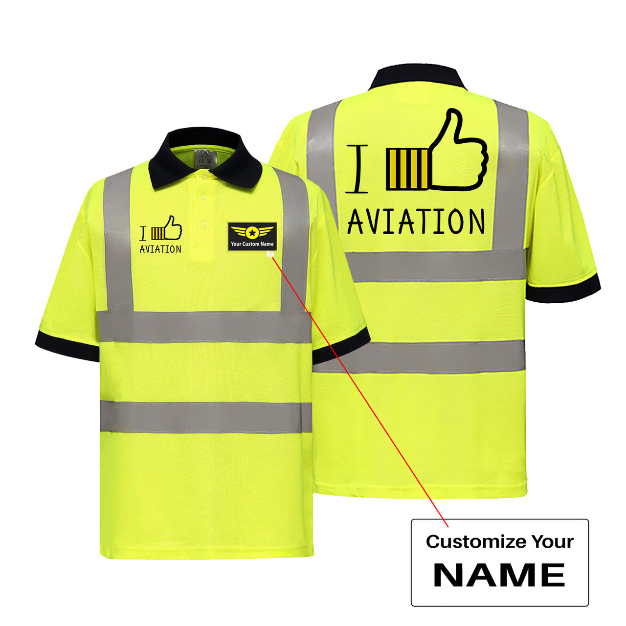 I Like Aviation Designed Reflective Polo T-Shirts