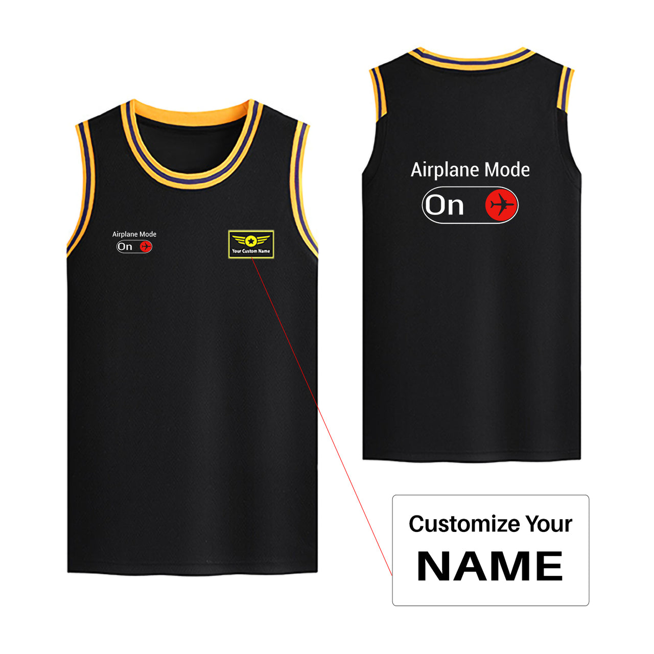 Airplane Mode On Designed Basketball Style Sports Tank Tops