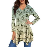 Thumbnail for Retro Airplanes & Text 2 Designed Women Lrregular V-neck Skirts