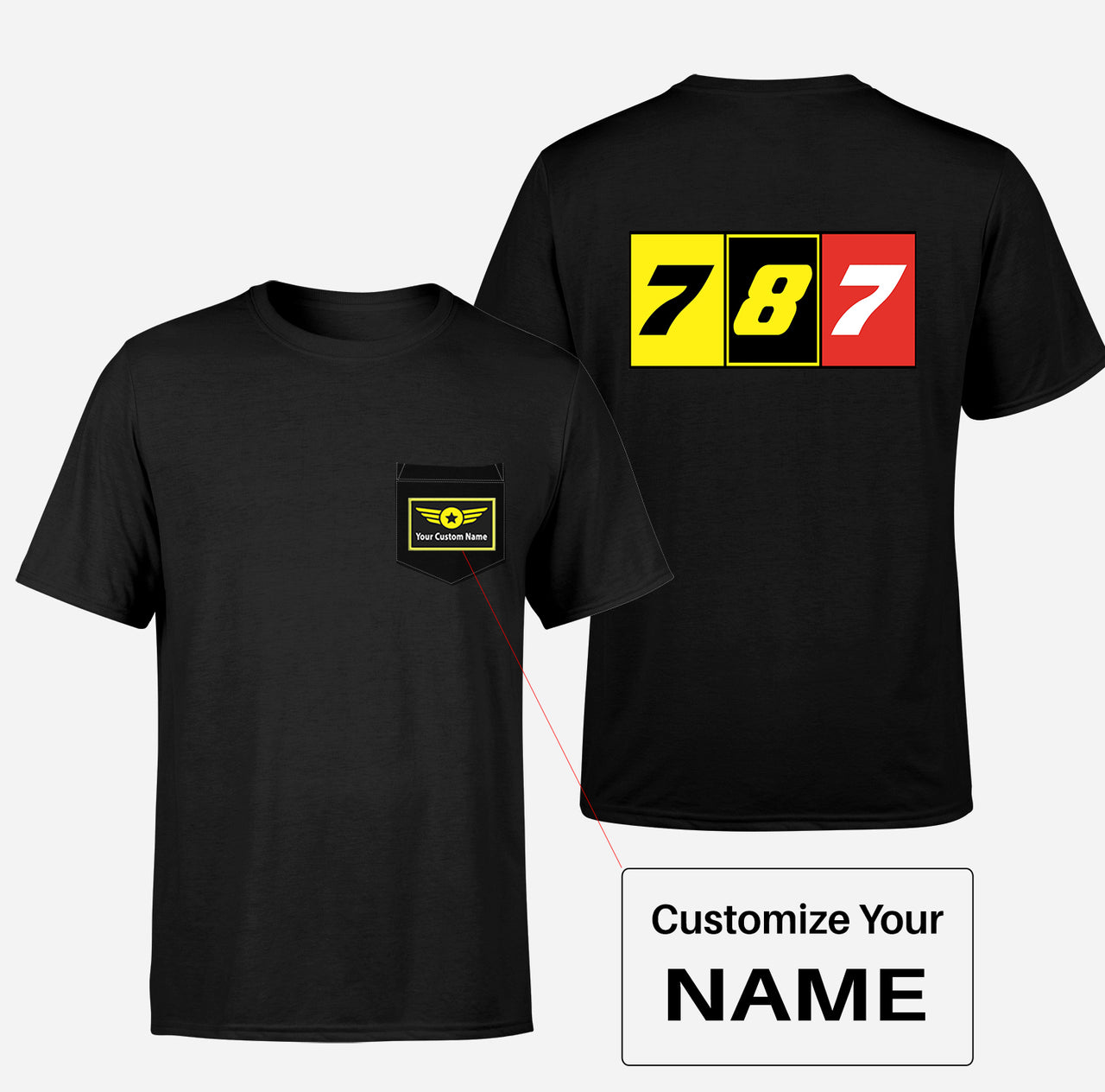 Flat Colourful 787 Designed Pocket T-Shirts