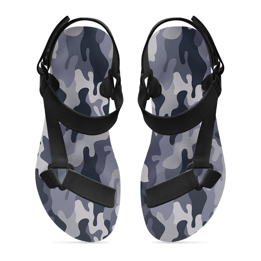 Military Camouflage Army Gray Designed Open Toe Sandals (Slippers)