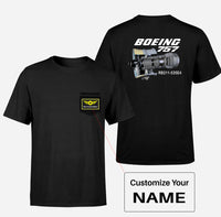 Thumbnail for Boeing 757 & Rolls Royce Engine (RB211) Designed Pocket T-Shirts