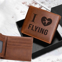 Thumbnail for I Love Flying Designed Laser Leather Wallets