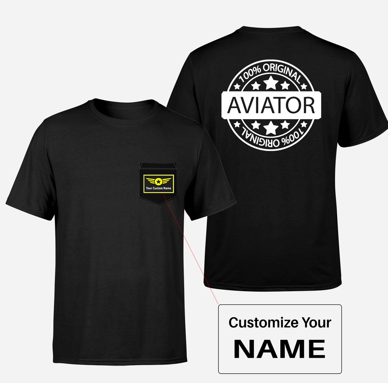 100 Original Aviator Designed Pocket T-Shirts