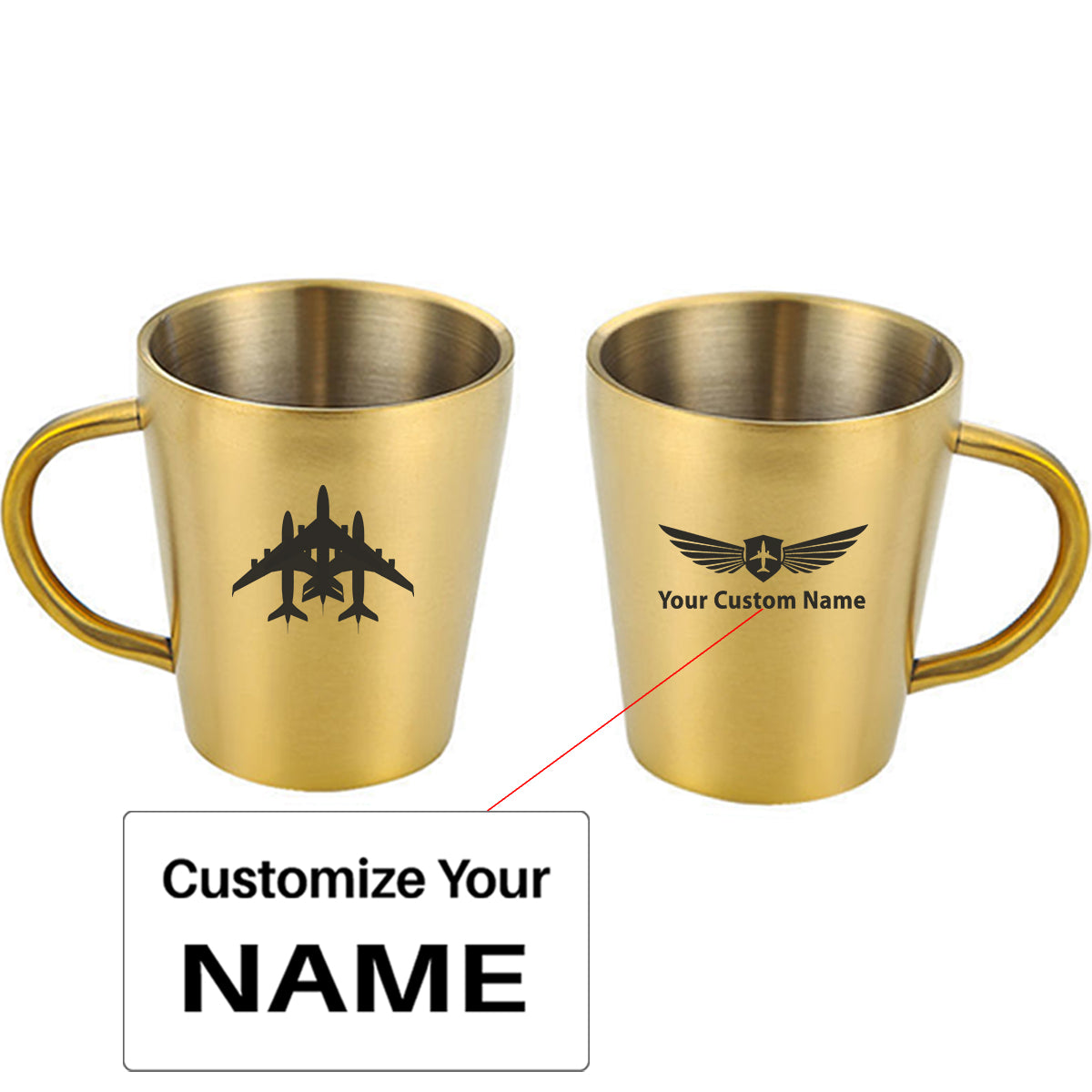 Colourful 3 Airplanes Designed Stainless Steel Coffee Mugs