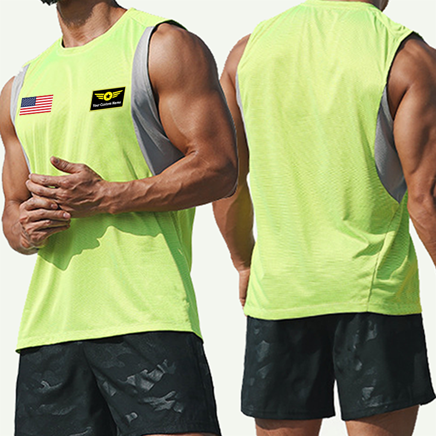 Your Custom Name & Flag (Special Badge)Designed Sleveless Quick Dry Sports Tank Tops