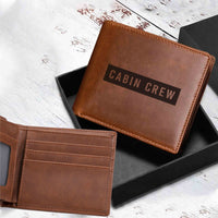 Thumbnail for Cabin Crew Text Designed Laser Leather Wallets