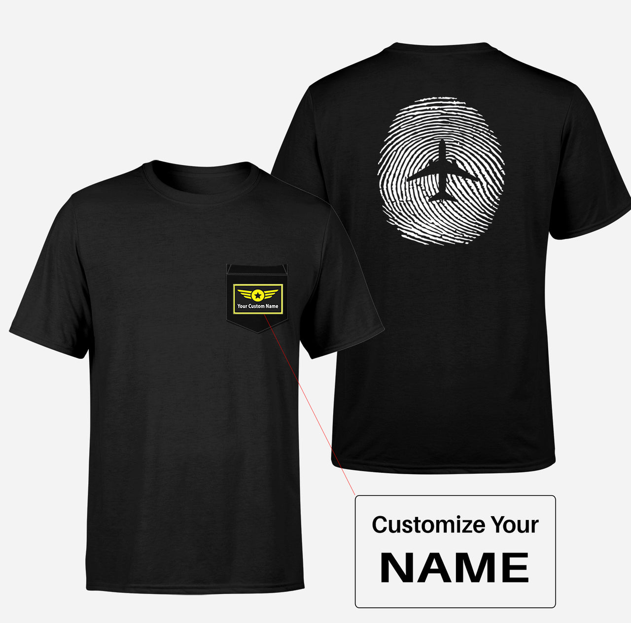 Aviation Finger Print Designed Pocket T-Shirts