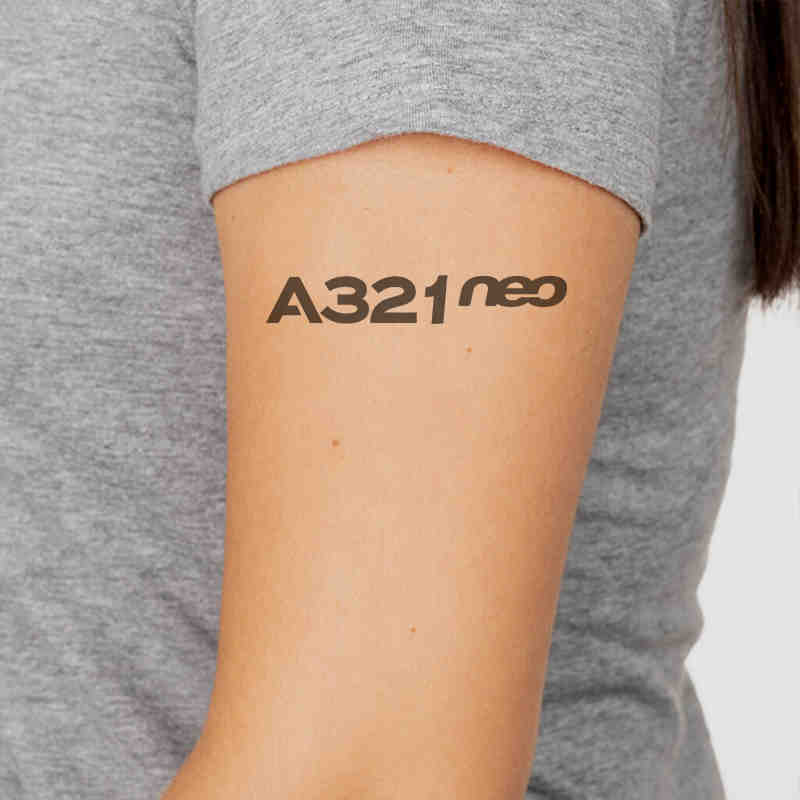 A321neo & Text Designed Tattoes