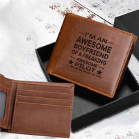 Thumbnail for I am an Awesome Boyfriend Designed Laser Leather Wallets