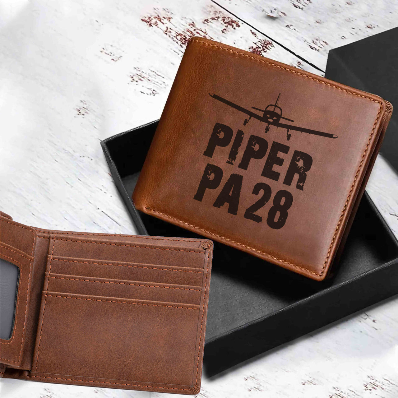 Piper PA28 & Plane Designed Laser Leather Wallets