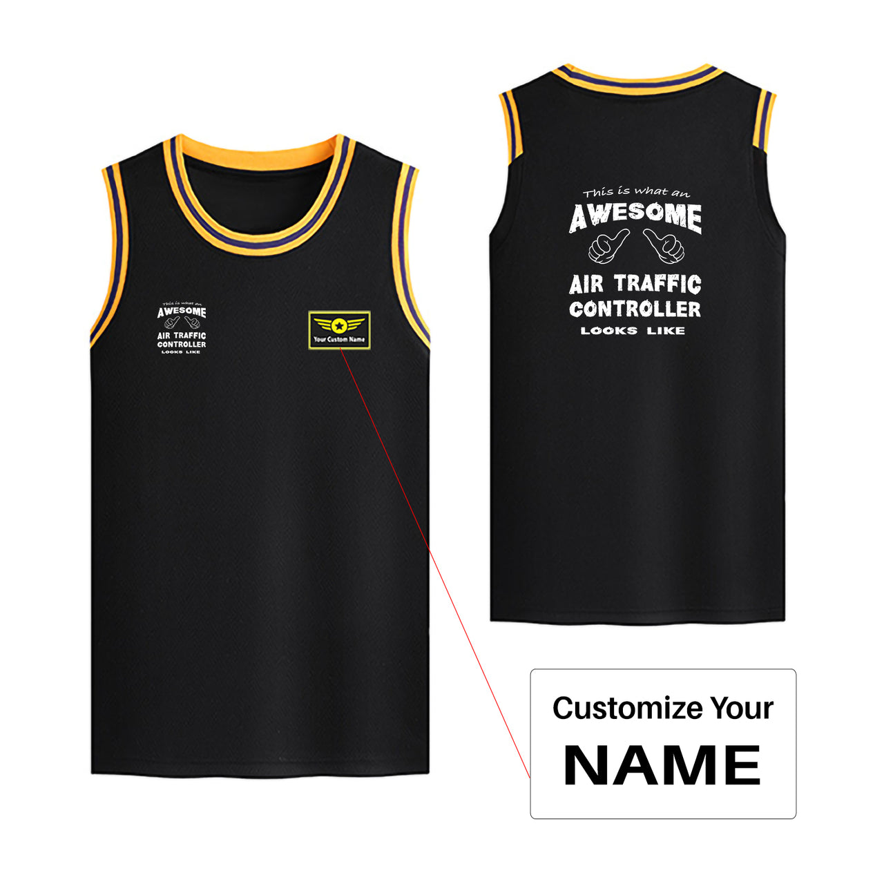 Air Traffic Controller Designed Basketball Style Sports Tank Tops