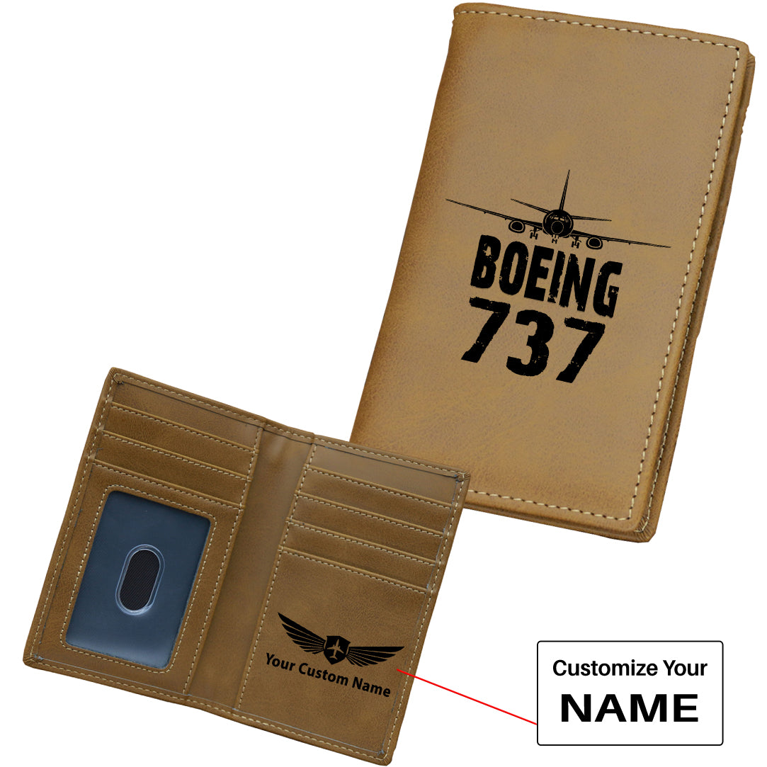 Boeing 737 & Plane Designed Leather Card Holder Wallets