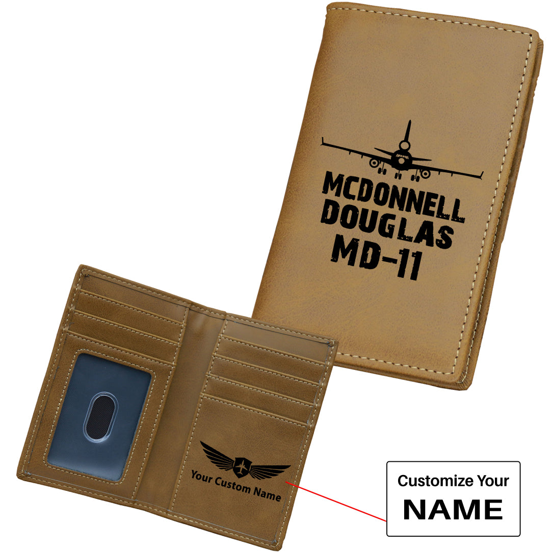 McDonnell Douglas MD-11 & Plane Designed Leather Card Holder Wallets