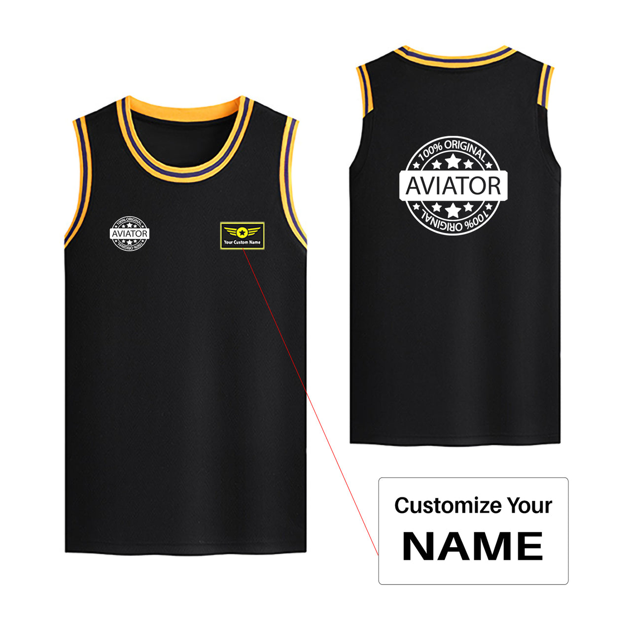 %100 Original Aviator Designed Basketball Style Sports Tank Tops