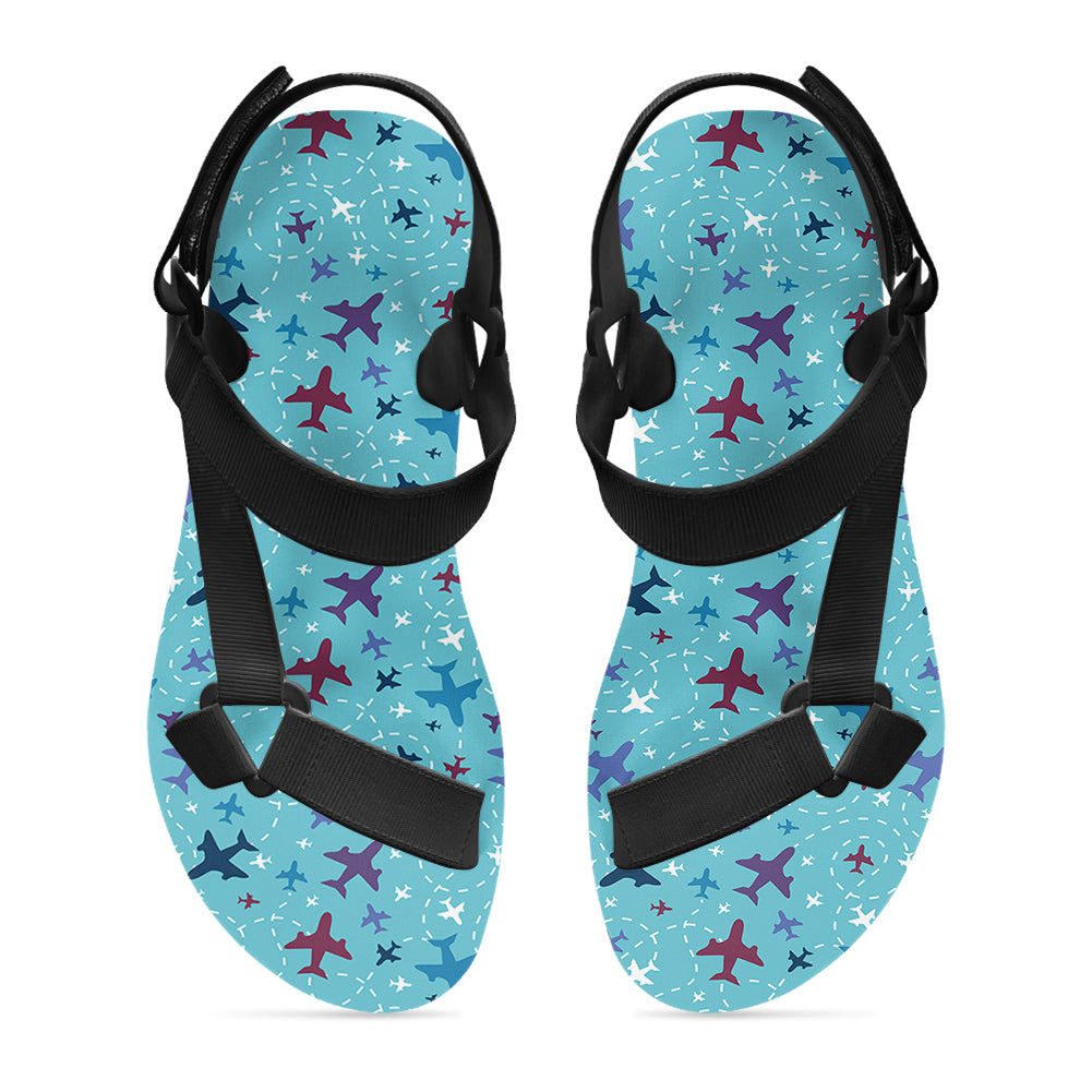 Love of Travel with Aircraft Designed Open Toe Sandals (Slippers)