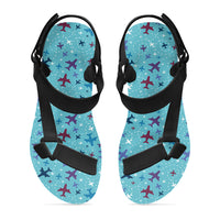 Thumbnail for Love of Travel with Aircraft Designed Open Toe Sandals (Slippers)