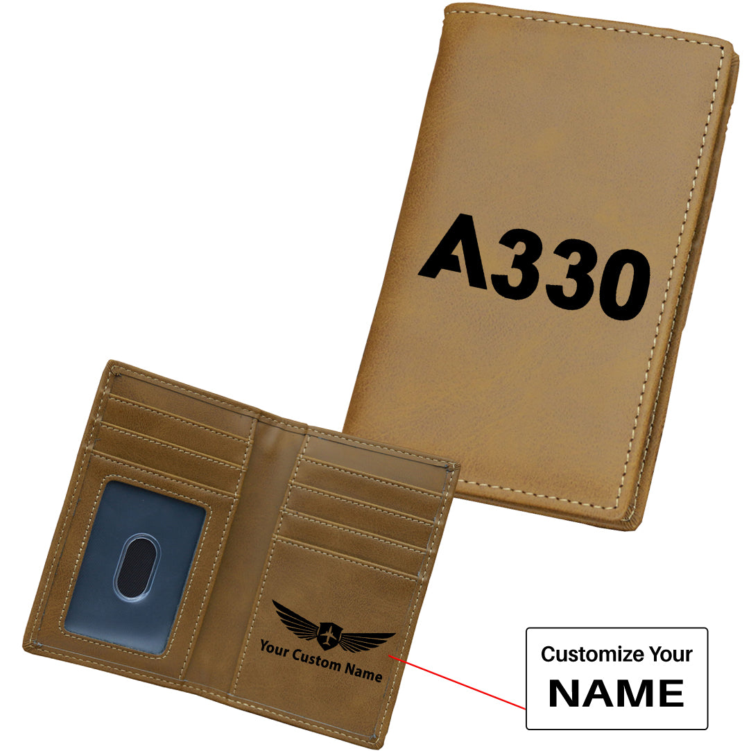 A330 Flat Text Designed Leather Card Holder Wallets