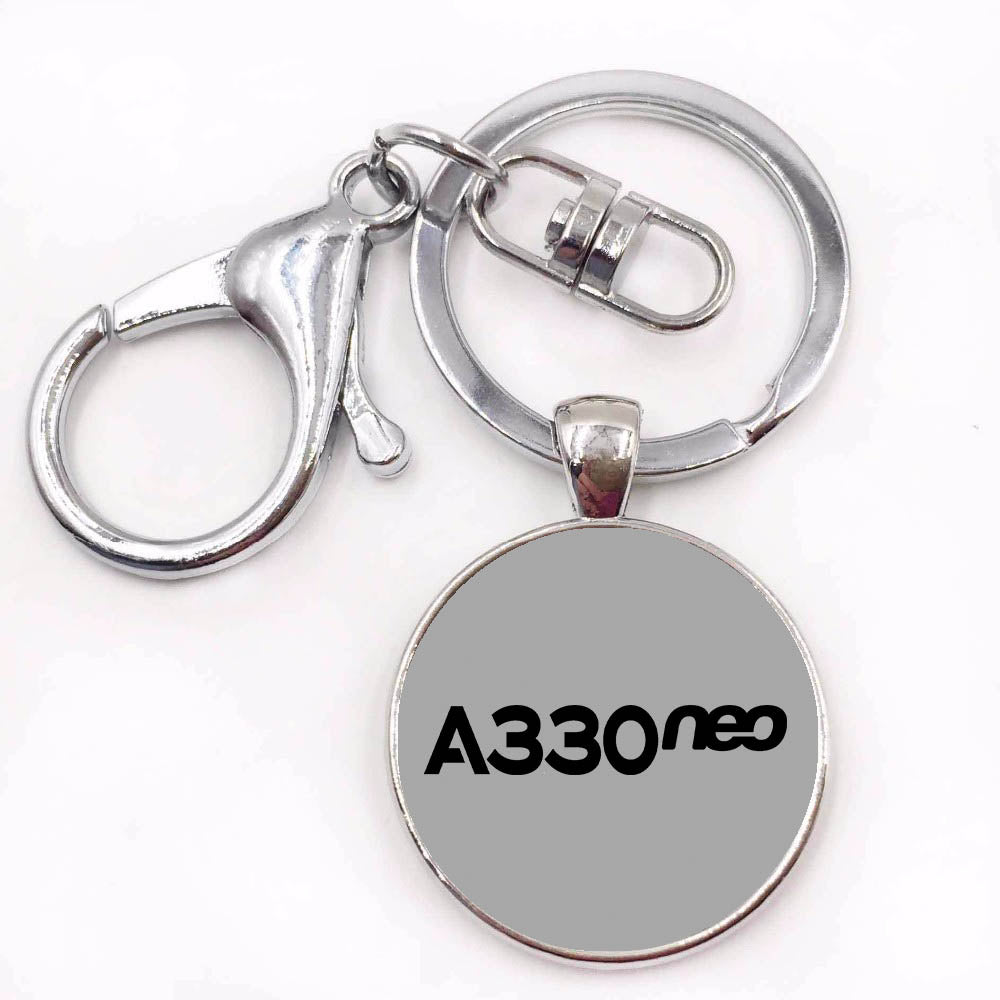 A330neo & Text Designed Circle Key Chains