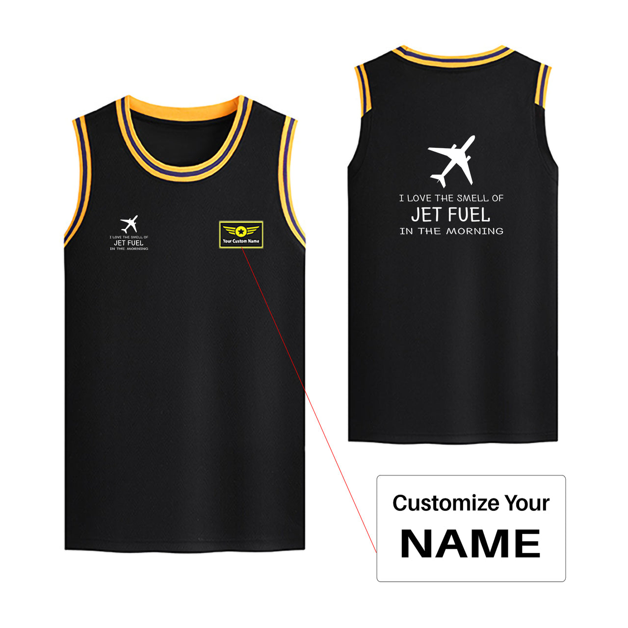 I Love The Smell Of Jet Fuel In The Morning Designed Basketball Style Sports Tank Tops