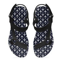 Thumbnail for Perfectly Sized Seamless Airplanes Dark Blue Designed Open Toe Sandals (Slippers)