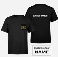 Thumbnail for Embraer & Text Designed Pocket T-Shirts