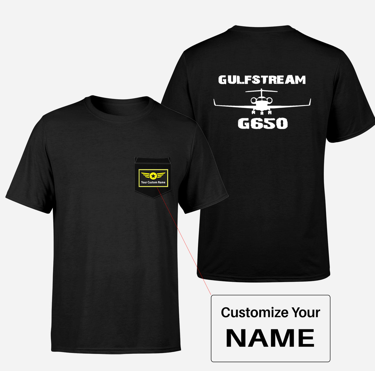 Gulfstream G650 & Plane Designed Pocket T-Shirts