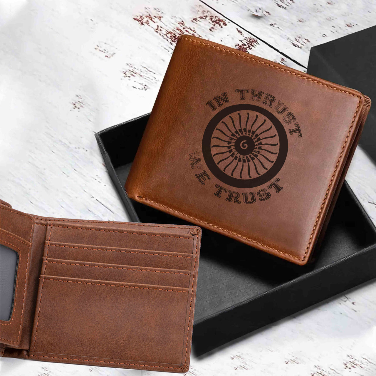 In Thrust We Trust (Vol 2) Designed Laser Leather Wallets