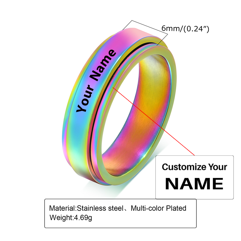 Your Custom Design & Image & Logo & Text Design  Rotating Stainless Steel Couple Ring