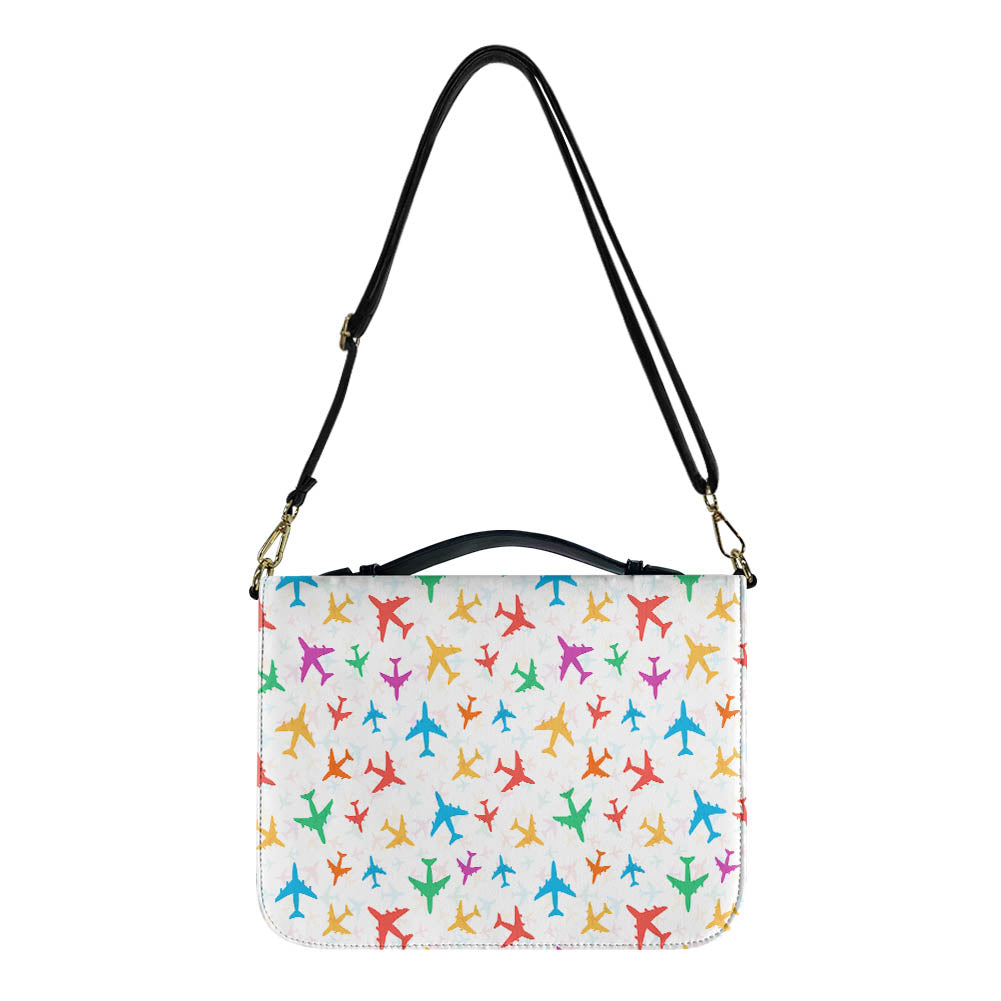 Cheerful Seamless Airplanes 2 Designed PU Accessories Bags Strap Style