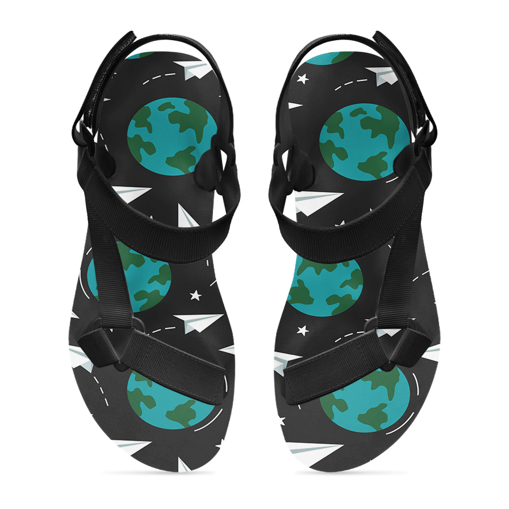 Paper Planes & Earth Designed Open Toe Sandals (Slippers)