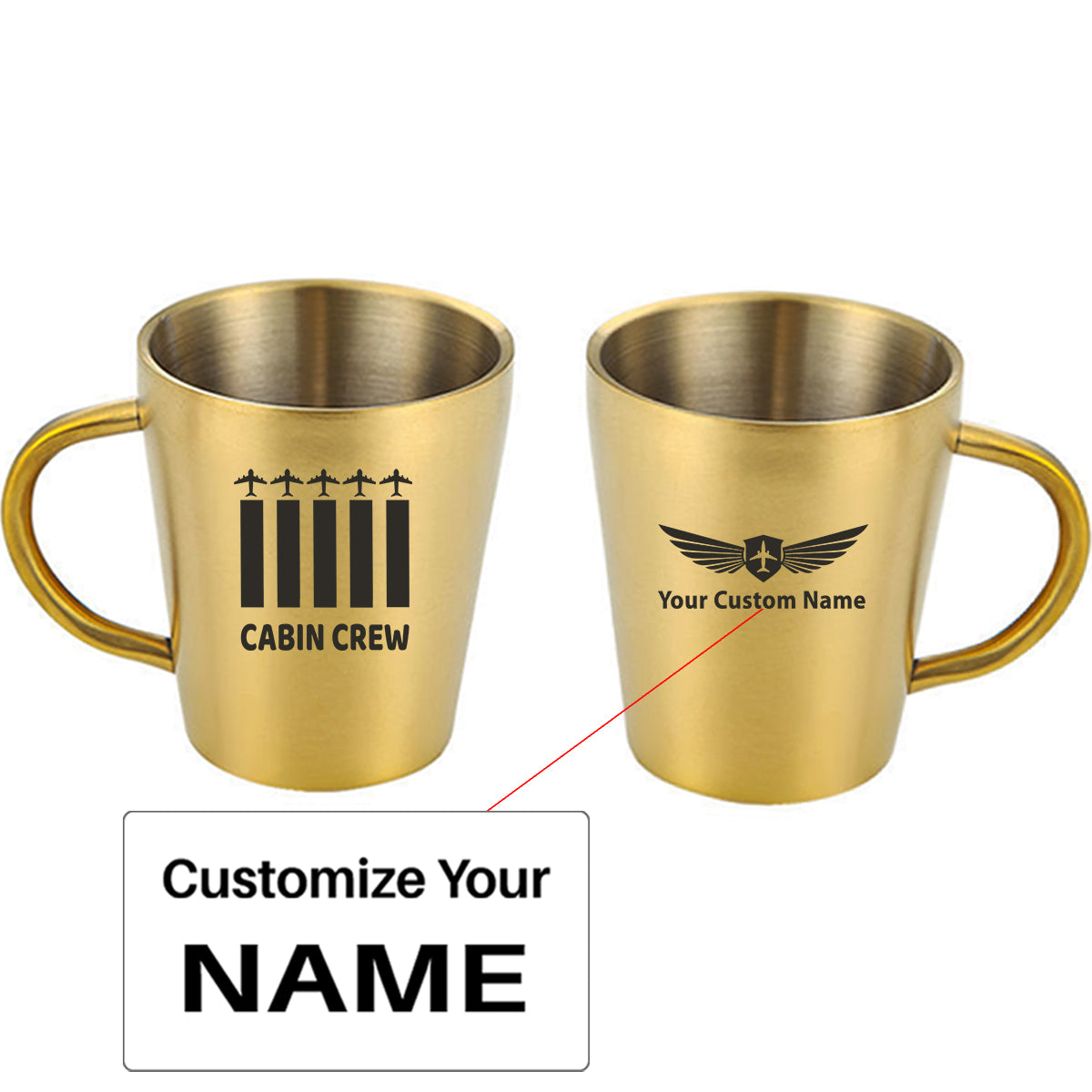 Colourful Cabin Crew Designed Stainless Steel Coffee Mugs