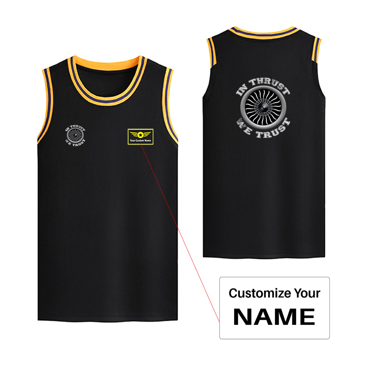 In Thrust We Trust (Vol 2) Designed Basketball Style Sports Tank Tops