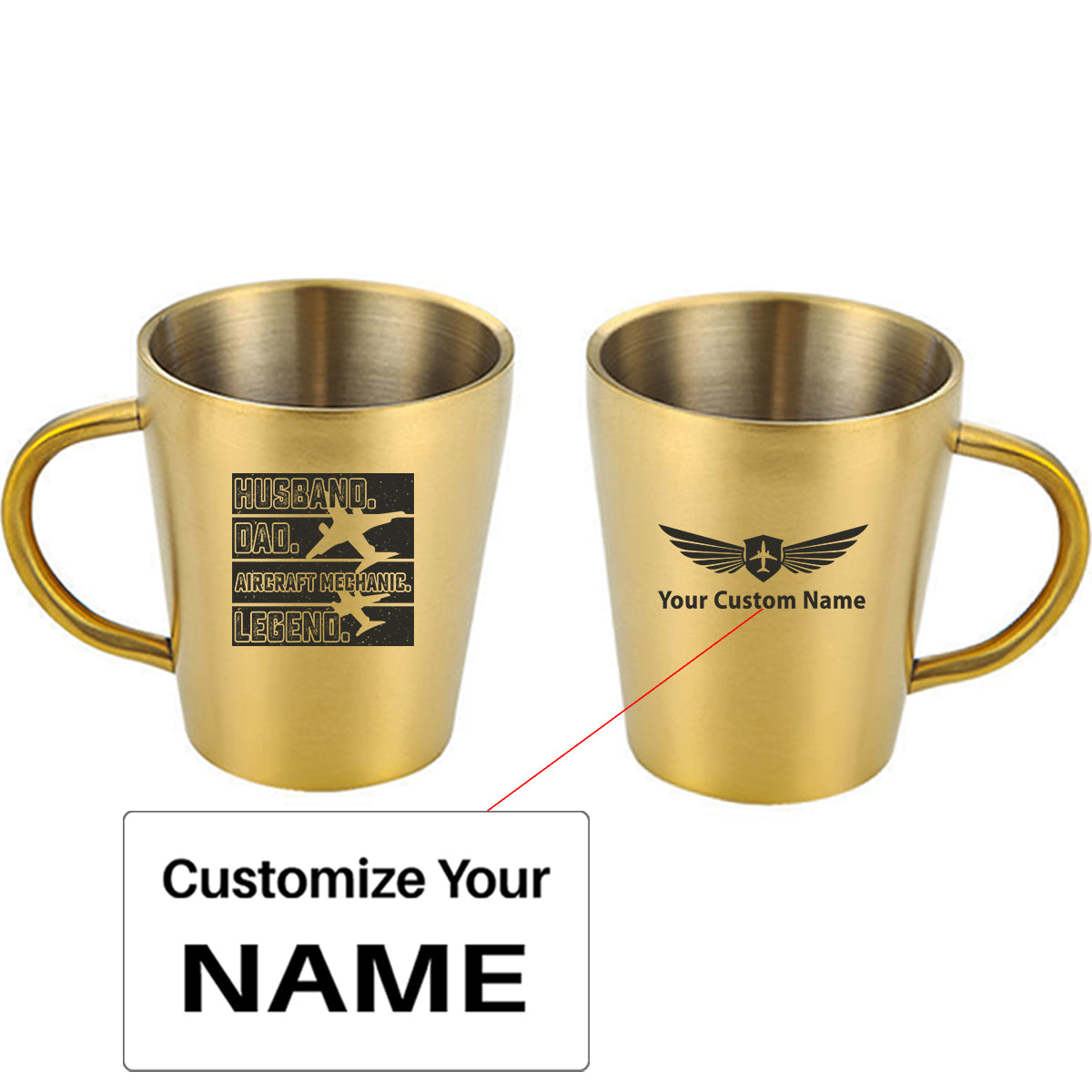 Husband & Dad & Aircraft Mechanic & Legend Designed Stainless Steel Coffee Mugs