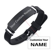 Thumbnail for Your Custom Design & Image & Logo & Text Design  Men's Stainless Steel Curved Silicone Bracelet