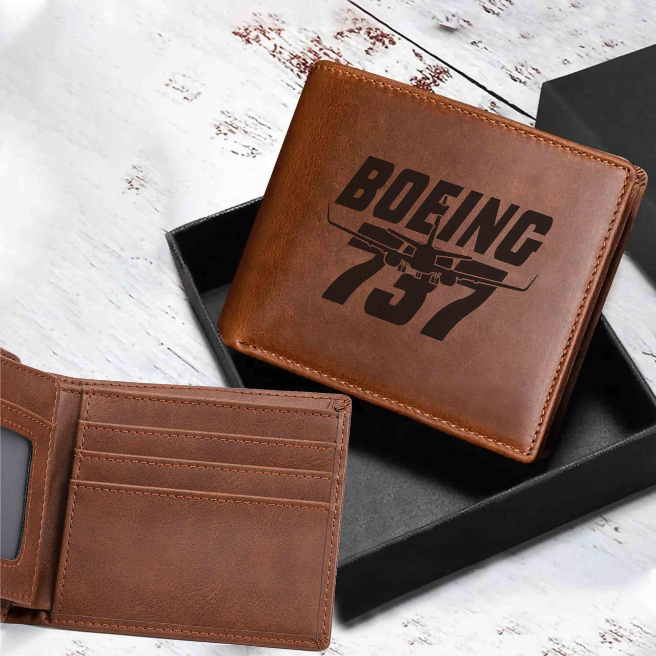 Amazing Boeing 737 Designed Laser Leather Wallets