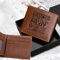 Thumbnail for Airline Pilot Label Designed Laser Leather Wallets