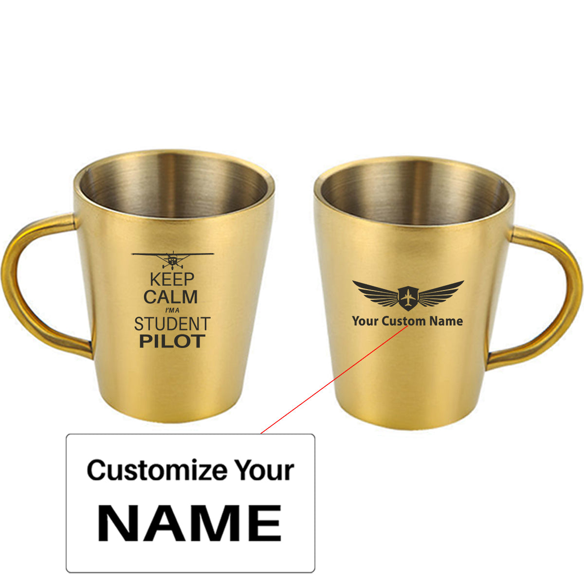 Student Pilot Designed Stainless Steel Coffee Mugs