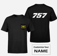 Thumbnail for 757 Flat Text Designed Pocket T-Shirts