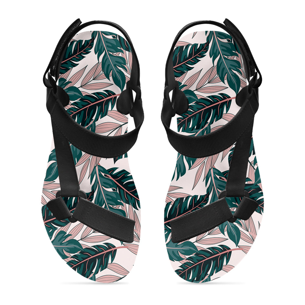 Seamless Palm Leafs Designed Open Toe Sandals (Slippers)