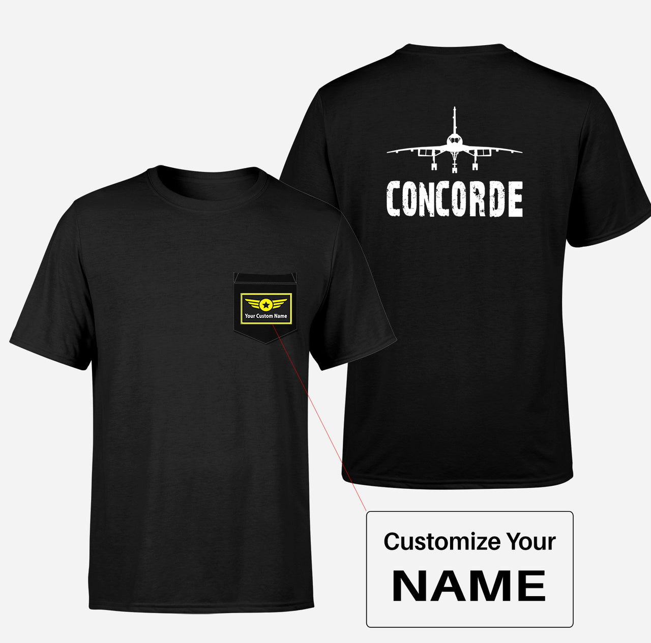 Concorde & Plane Designed Pocket T-Shirts