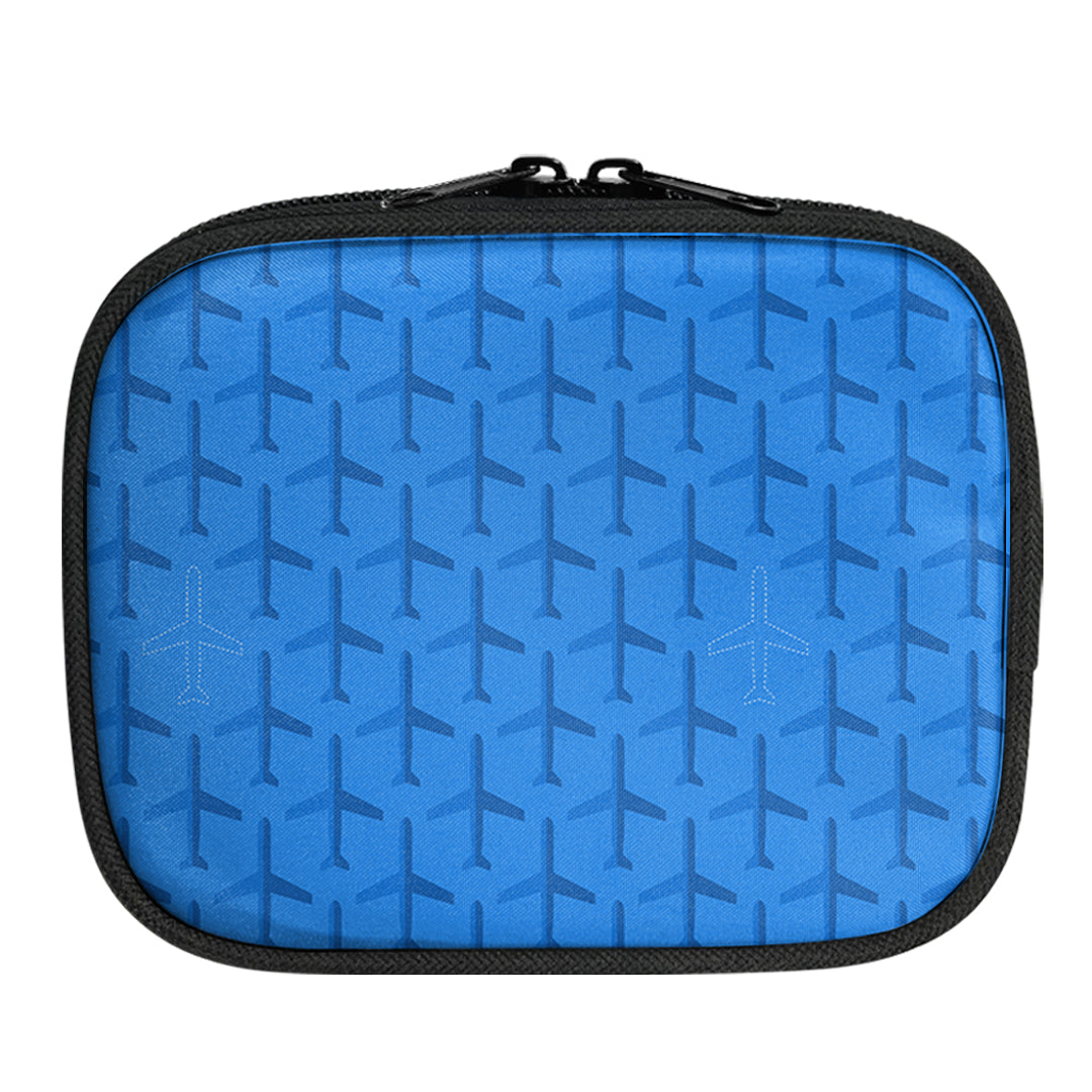 Blue Seamless Airplanes 2 Designed Travel & Medical Storage Bags