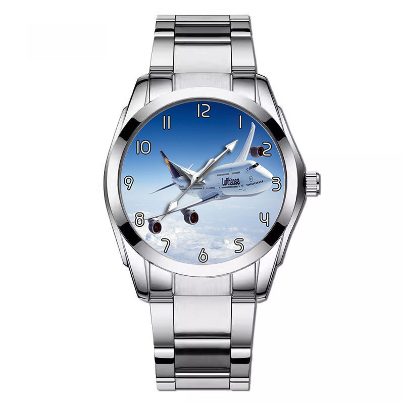 Cruising Lufthansa's Boeing 747 Designed Stainless Steel Band Watches