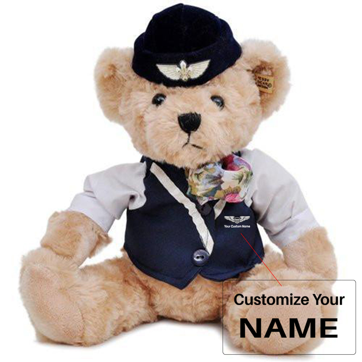 Custom Name (Military Badge) Captain Pilot & Cabin Crew Teddy Bear & Dolls